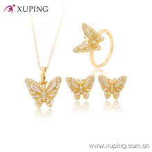 60823-xuping coloré zircron mode nouveau pendentif belle papillon ensembles de bijoux